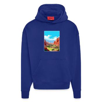 Cafayate Affiche de voyage Peinture de carte postale souvenir - Sweat à capuche bio épais oversize fabriqué en UE - Iconic Blue - Devant