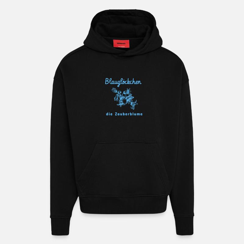 Bluebell la fleur magique - Sweat à capuche bio épais oversize fabriqué en UE - SOLID BLACK