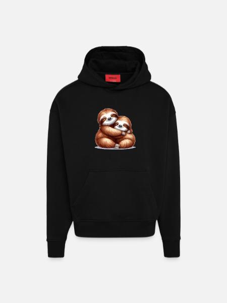 Sloths Sloth Snuggle Gift - Hoodie- made by SPREAD - SOLID BLACK