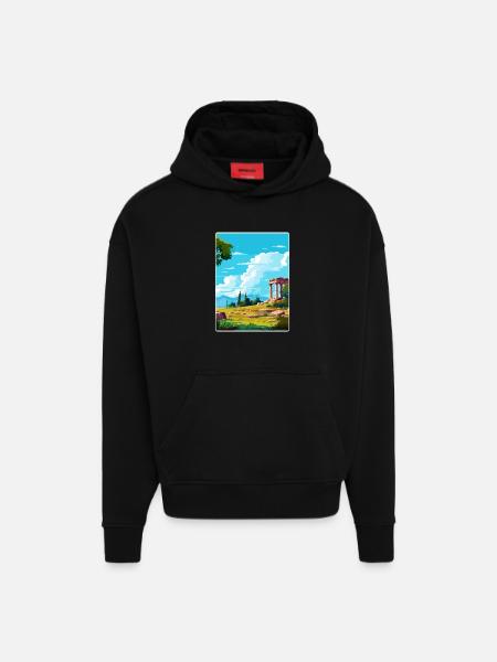 Ancient Greece Travel Poster Souvenir WPA - Hoodie- made by SPREAD  - SOLID BLACK