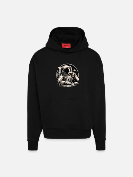 Astronaut Bear Spacebar Gift - Hoodie- made by SPREAD  - SOLID BLACK