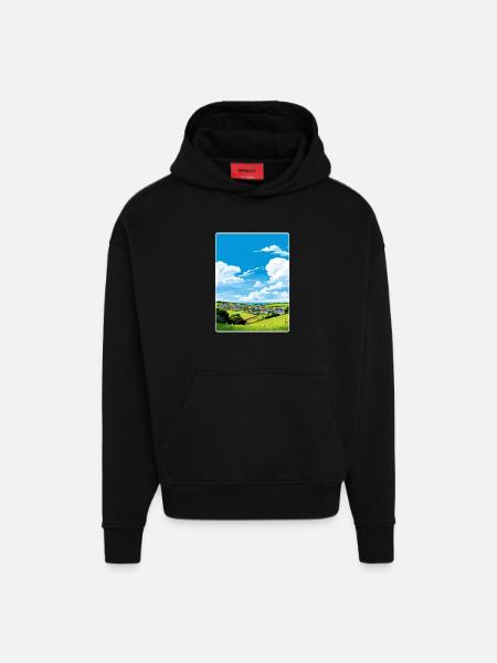Crantock Cornwall England Travel Poster Souvenir - Hoodie- made by SPREAD  - SOLID BLACK