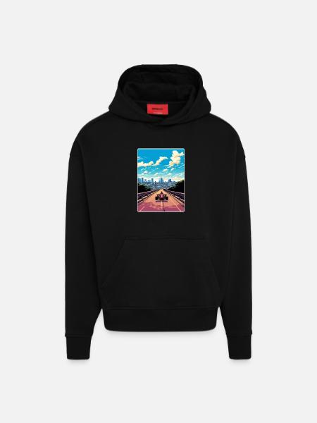 Austin Circuit Motorsport Race Texas Travel Poster - Hoodie- made by SPREAD  - SOLID BLACK