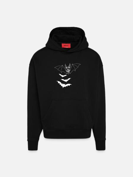 White Vampire Bat - Hoodie- made by SPREAD - SOLID BLACK