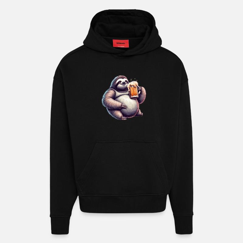 Dad Bod Bierbauch Bier Faultier Geschenk - Hoodie- made by SPREAD  - SOLID BLACK