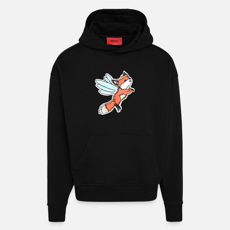 Fantastic, Flying Fairy Fox - Hoodie- made by SPREAD  - SOLID BLACK