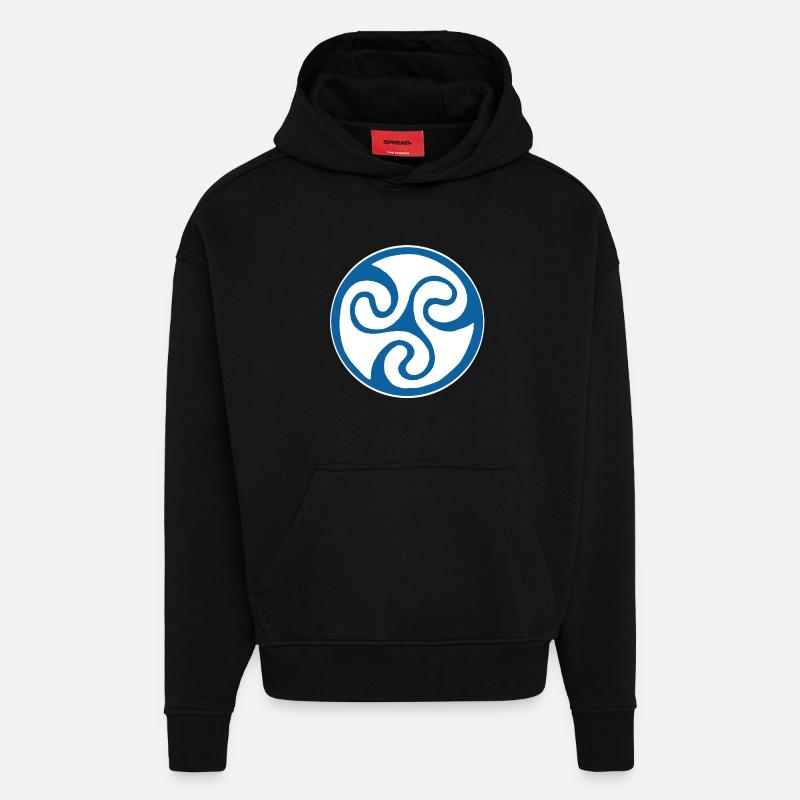 Symbole celte bleu - Sweat à capuche bio épais oversize fabriqué en UE - SOLID BLACK