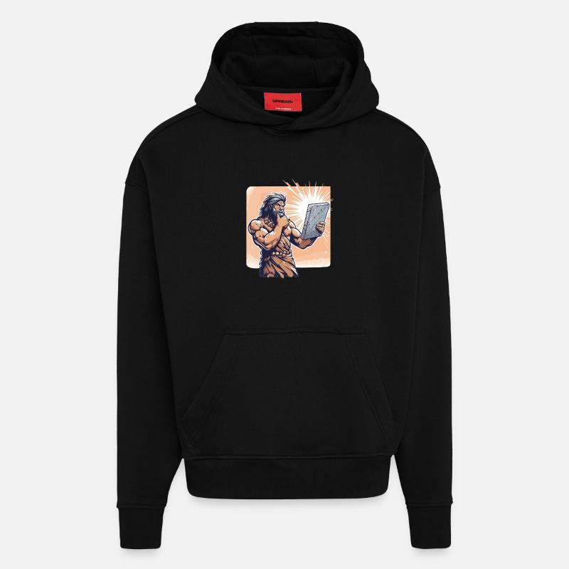 Ideenfindung Idee Höhlenmensch Steintafel Geschenk - Hoodie- made by SPREAD  - SOLID BLACK