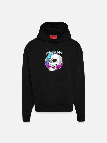 Mort de rire - Sweat à capuche bio épais oversize fabriqué en UE - SOLID BLACK