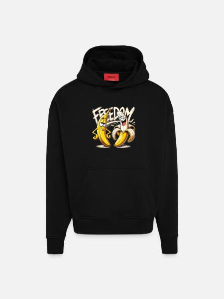 Cadeau banane liberté - Sweat à capuche bio épais oversize fabriqué en UE - SOLID BLACK
