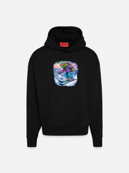 Chameleon Skier / Skier Chameleon - Hoodie- made by SPREAD - SOLID BLACK
