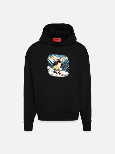 Ski Chickens - Hoodie- made by SPREAD - SOLID BLACK