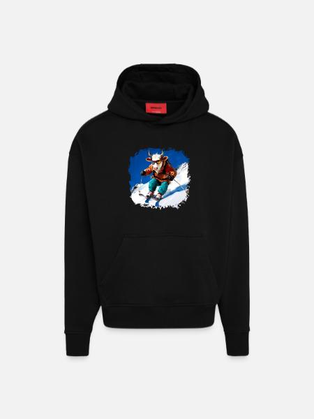 Cows Ski - Hoodie- made by SPREAD - SOLID BLACK