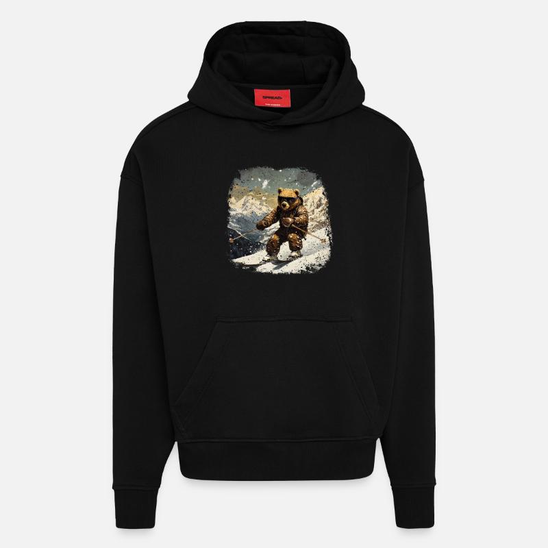 Ski d’ours - Sweat à capuche bio épais oversize fabriqué en UE - SOLID BLACK