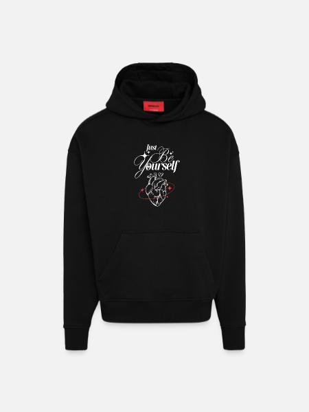 Just Be Yourself – Heart & Self-Love - Hoodie- made by SPREAD  - SOLID BLACK