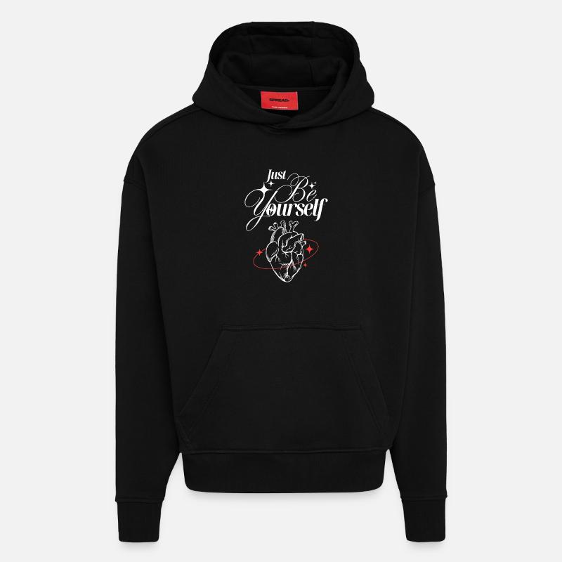 Just Be Yourself – Heart & Self-Love - Hoodie- made by SPREAD - SOLID BLACK