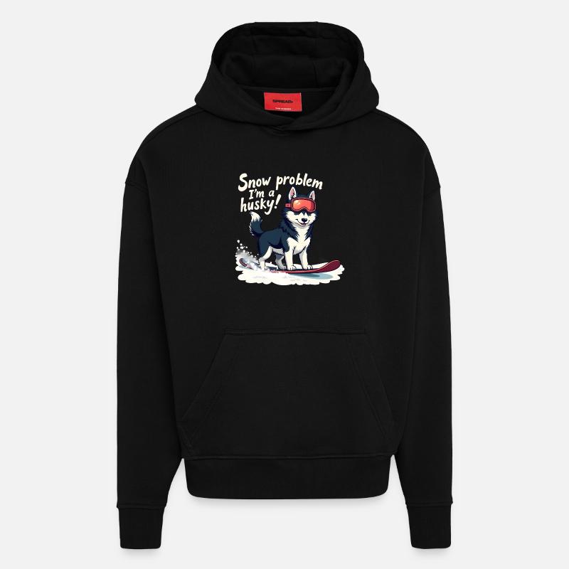 No problem, I'm a husky! - Hoodie- made by SPREAD  - SOLID BLACK