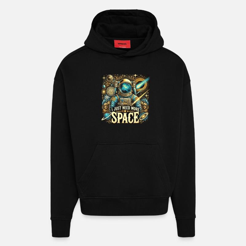 MORE SPACE - Hoodie- made by SPREAD  - SOLID BLACK