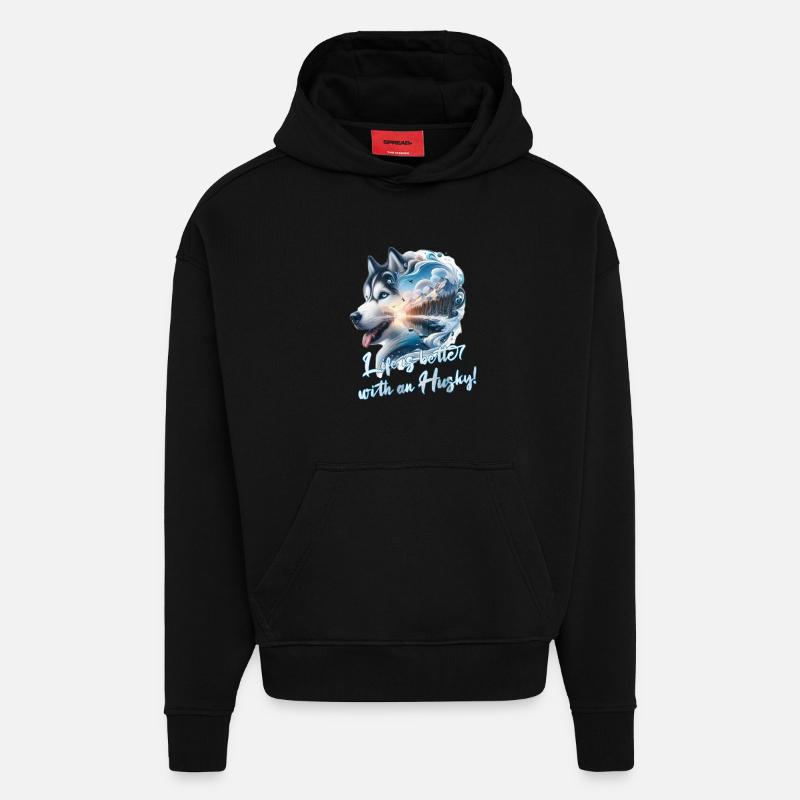 Husky - Hoodie- made by SPREAD  - SOLID BLACK