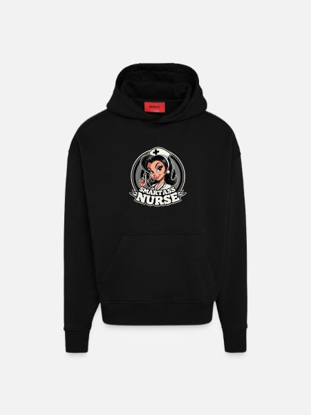 Smartass Nurse Funny Gift - Hoodie- made by SPREAD  - SOLID BLACK