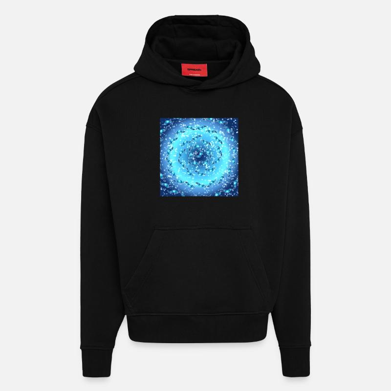 Galaxie des mers - Sweat à capuche bio épais oversize fabriqué en UE - SOLID BLACK