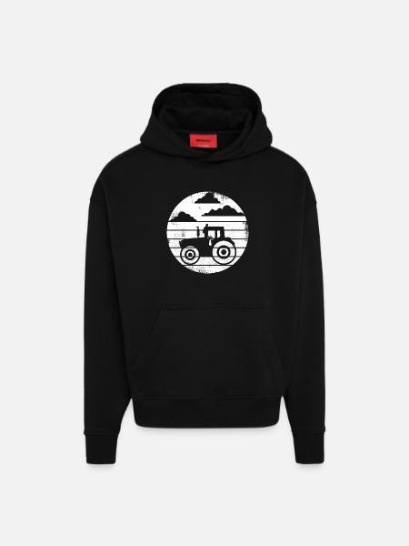 Tracteur - Sweat à capuche bio épais oversize fabriqué en UE - SOLID BLACK