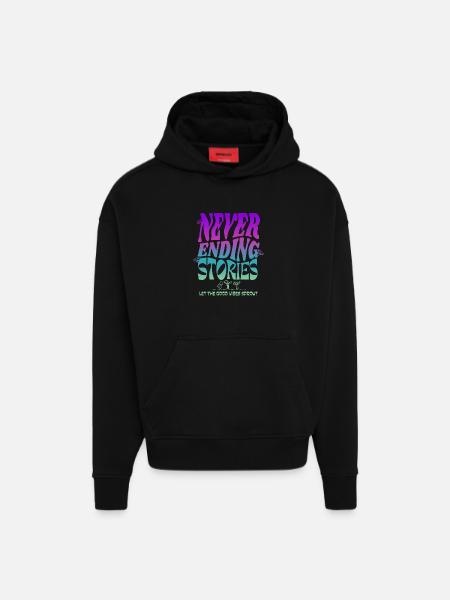 Psychedelisches Pilz-Design – Never Ending Stories - Hoodie- made by SPREAD  - SOLID BLACK