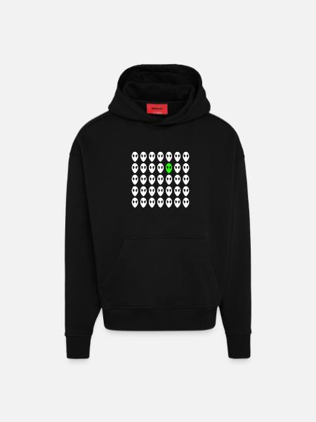 alien face - Hoodie- made by SPREAD - SOLID BLACK