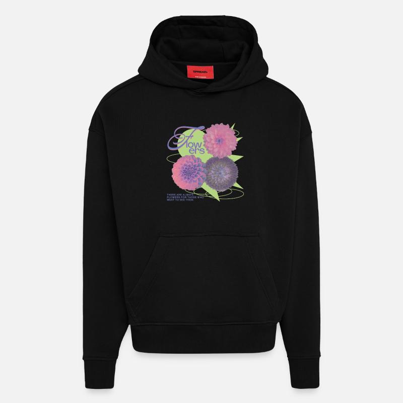 Floral Vision Statement - Hoodie- made by SPREAD  - SOLID BLACK