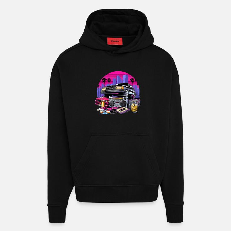 Kompaktkassette Ghettoblaster 90er Retro Geschenk - Hoodie- made by SPREAD - SOLID BLACK