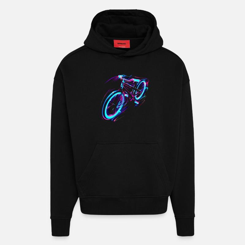 Vélo Vaporwave - Sweat à capuche bio épais oversize fabriqué en UE - SOLID BLACK