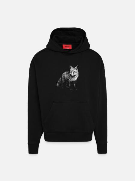 A fox - Hoodie- made by SPREAD - SOLID BLACK