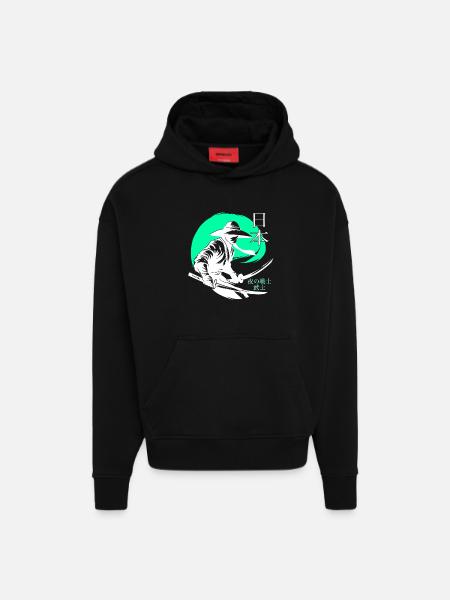 Samurai WarriorJapan Tokyo - Hoodie- made by SPREAD - SOLID BLACK