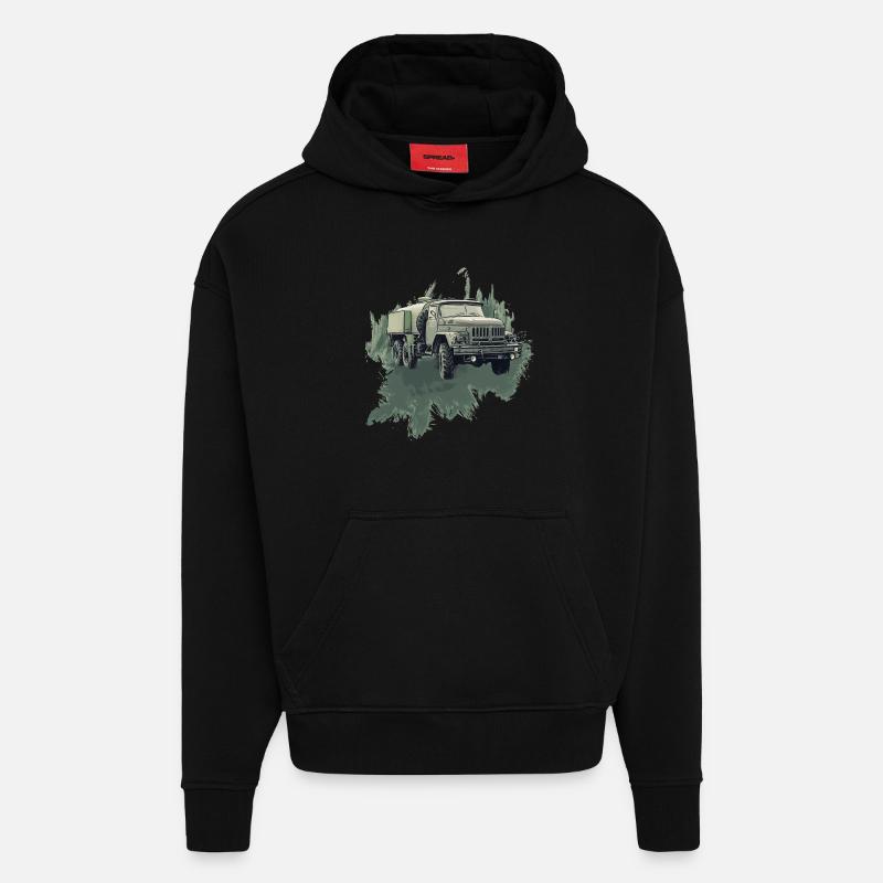 Classique légendaire à traction intégrale - Sweat à capuche bio épais oversize fabriqué en UE - SOLID BLACK