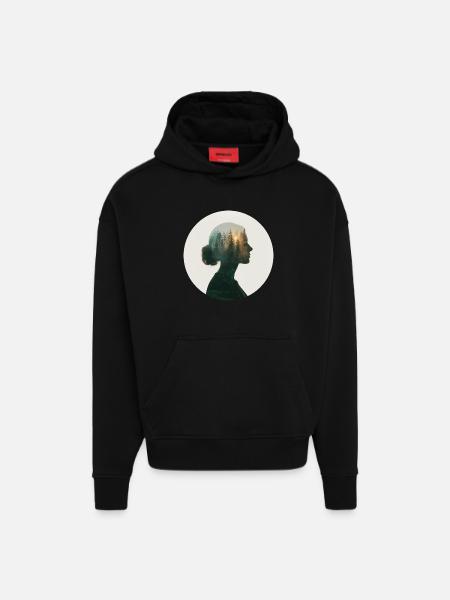Forest dreams in women's profile - Hoodie- made by SPREAD  - SOLID BLACK