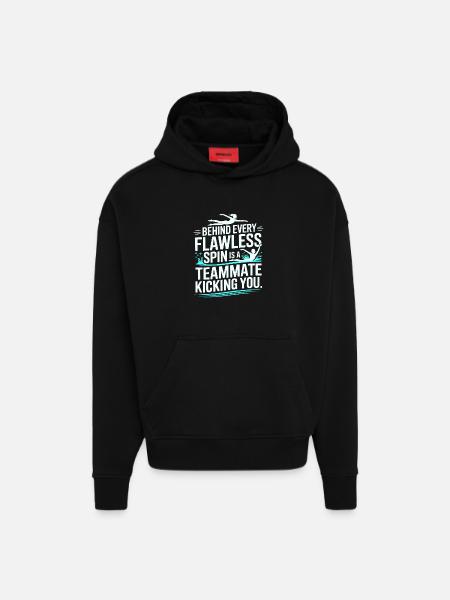 Behind Every Flawless Spin Swimming Teammate - Hoodie- made by SPREAD  - SOLID BLACK