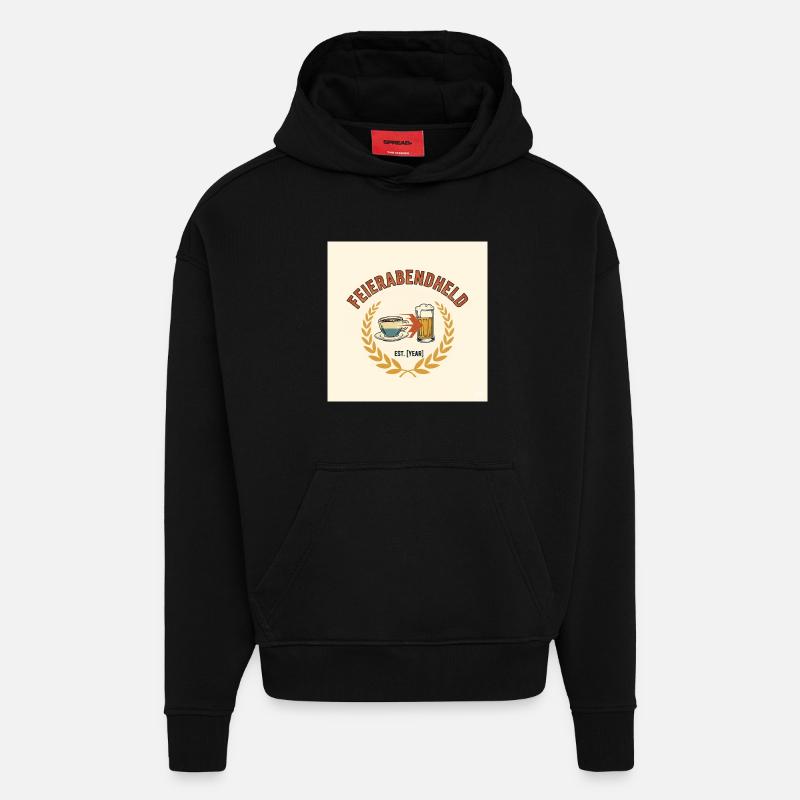 Feierabendheld Kaffeetasse & Bierglas Design - Hoodie- made by SPREAD  - SOLID BLACK