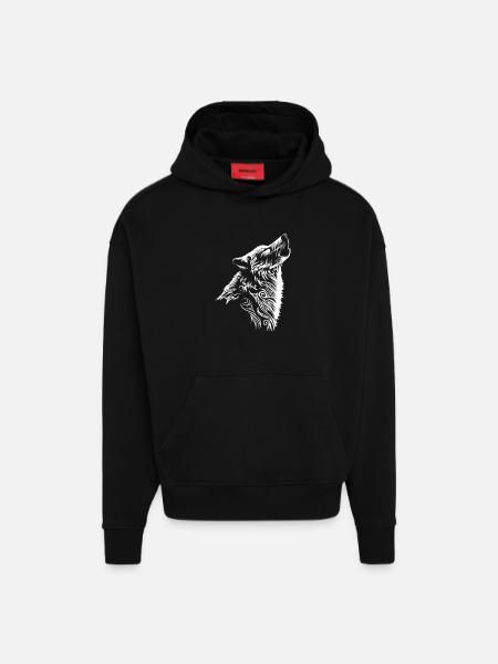 Wolf Tribal Wolf Head Tattoo - Hoodie- made by SPREAD  - SOLID BLACK
