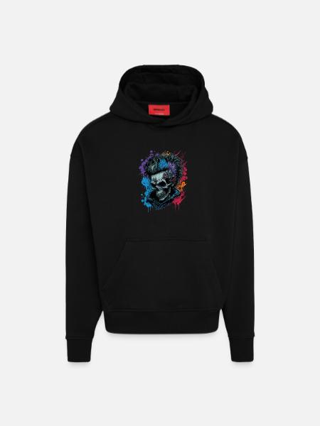 Rainbow Zombie Punk - Hoodie- made by SPREAD  - SOLID BLACK