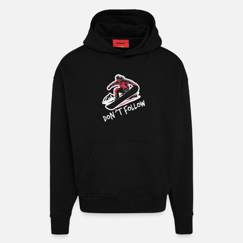 Snowboarder faisant du snowboard - Sweat à capuche bio épais oversize fabriqué en UE - SOLID BLACK