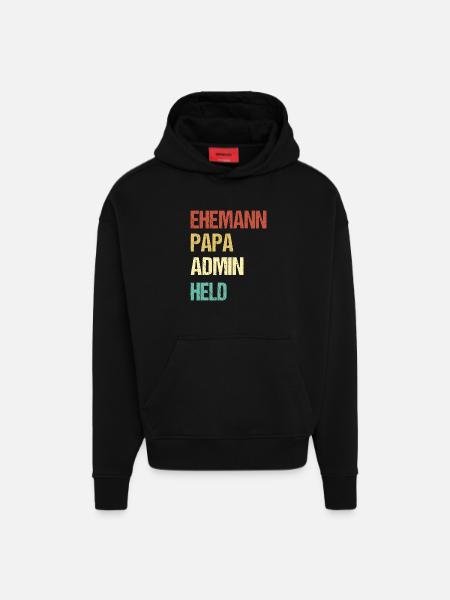 Ehemann Papa Admin Held Shirt - Hoodie- made by SPREAD - SOLID BLACK