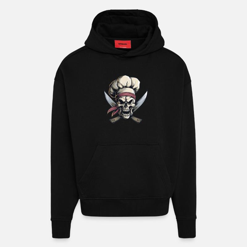Schädel mit Kochmütze - Hoodie- made by SPREAD  - SOLID BLACK