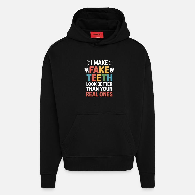 Dental Technician Precision Work  - Hoodie- made by SPREAD  - SOLID BLACK