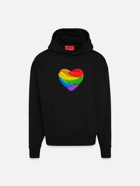 Rainbow Heart - Hoodie- made by SPREAD  - SOLID BLACK