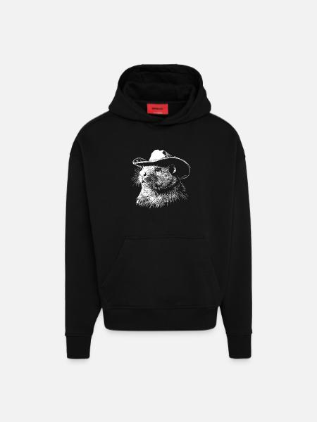 Beaver Cowboy Hat Western - Hoodie- made by SPREAD  - SOLID BLACK