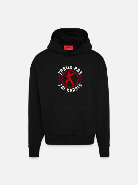 j'peux pas j'ai Karate - Sweat à capuche bio épais oversize fabriqué en UE - SOLID BLACK