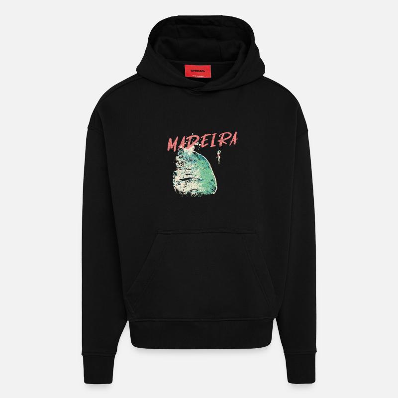 Schwarzer Strand Badegast Madeira Illustration - Hoodie- made by SPREAD  - SOLID BLACK
