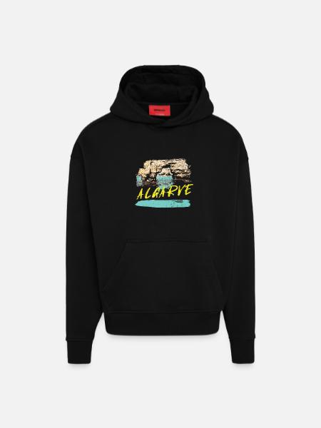 Cliffs Algarve illustration Portugal - Hoodie- made by SPREAD  - SOLID BLACK