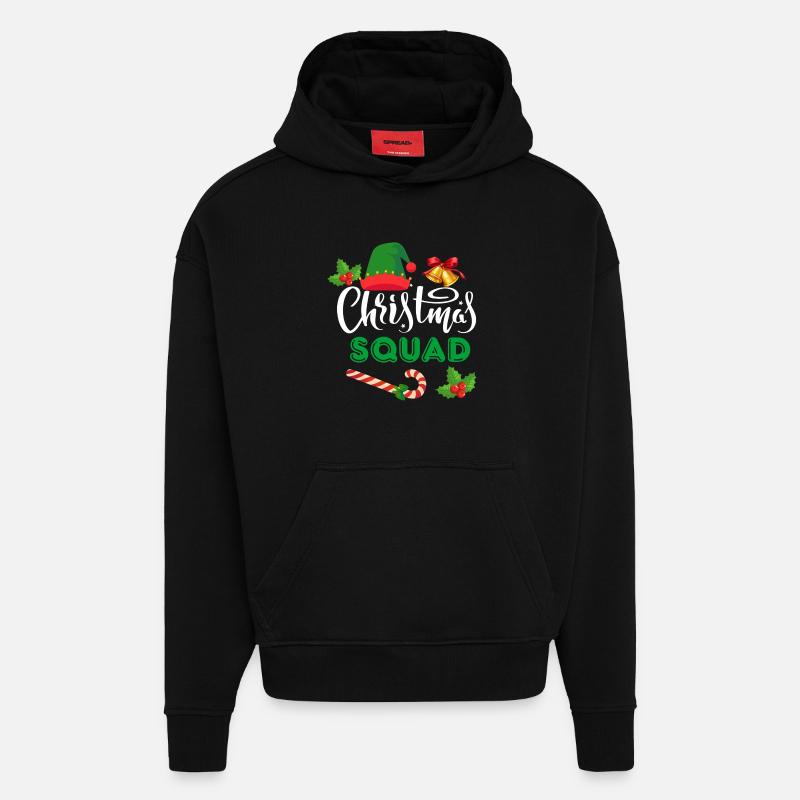 Équipe de Noël - Sweat à capuche bio épais oversize fabriqué en UE - SOLID BLACK