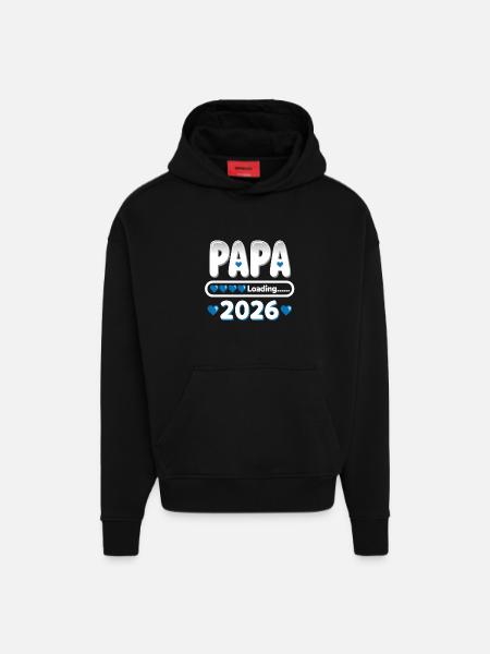 2026 Papa Loading – Father-to-be Gift - Hoodie- made by SPREAD  - SOLID BLACK